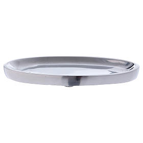 Oval candle holder in glossy aluminium