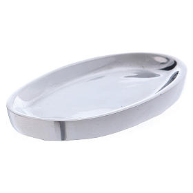 Oval candle holder in glossy aluminium