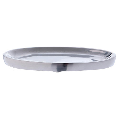 Oval candle holder in glossy aluminium 1