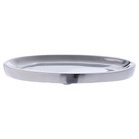 Oval candle holder in aluminium with polished finish