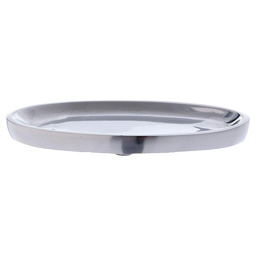 Oval candle holder in aluminium with polished finish 1