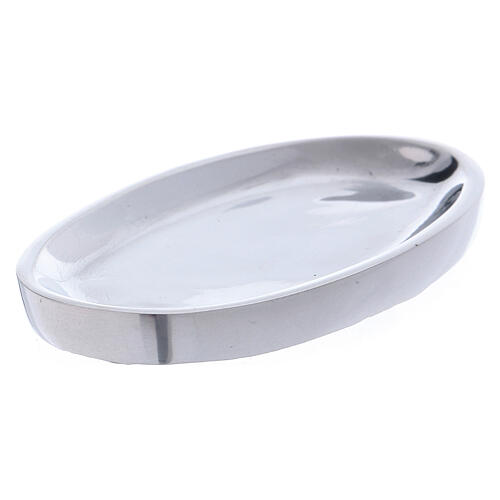 Oval candle holder in aluminium with polished finish 2