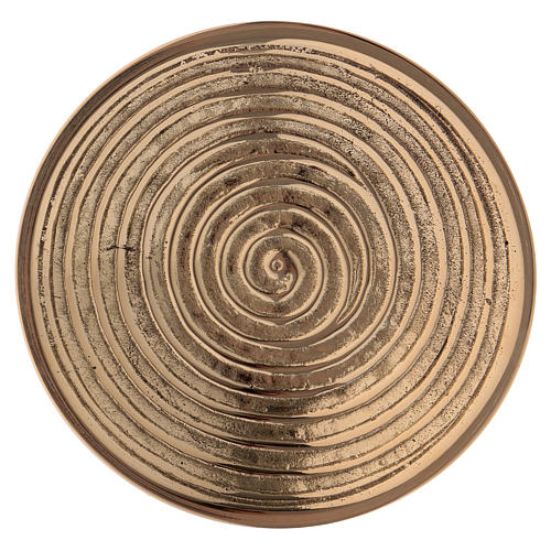 Podstawa pod świece okrągła z mosiądzu pozłacana ornament spiralny śr. 10 cm 2