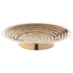 Round candle holder in gold plated brass with spiral decoration d. 4 in