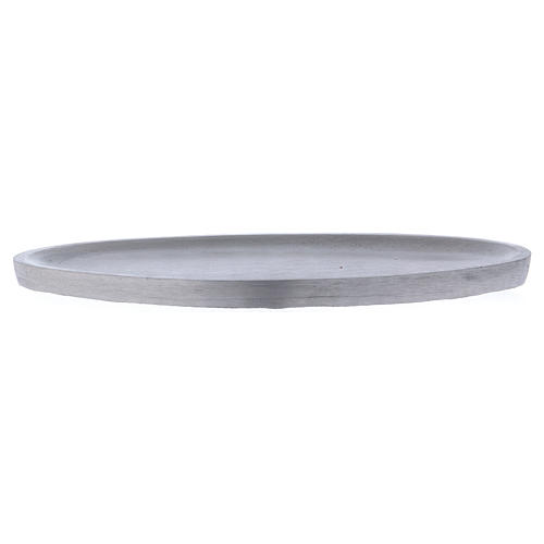 Oval candle holder plate 16x7 cm in matt aluminium 1