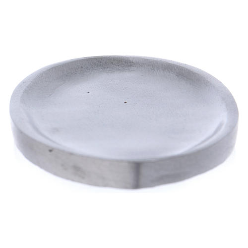 Assiette porte-bougie ovale 16x7 cm aluminium mat 3