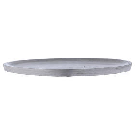 Piatto portacandele ovale 16x7 cm alluminio opaco
