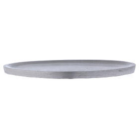Oval candle holder plate 6x3 in matte aluminium