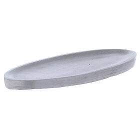 Oval candle holder plate 6x3 in matte aluminium