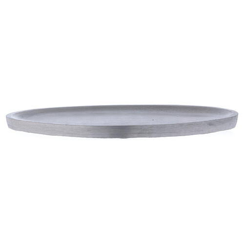Oval candle holder plate 6x3 in matte aluminium 1