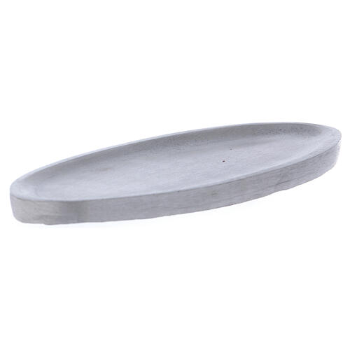 Oval candle holder plate 6x3 in matte aluminium 2