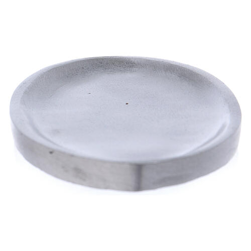 Oval candle holder plate 6x3 in matte aluminium 3