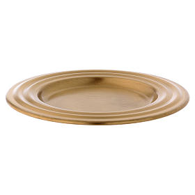 Candle holder plate in matt gold-plated brass 13 cm