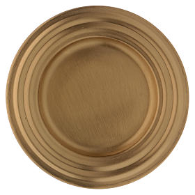 Candle holder plate in matt gold-plated brass 13 cm