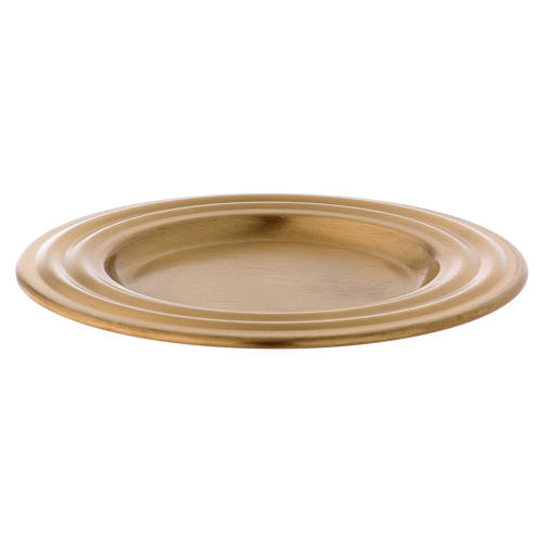 Candle holder plate in matt gold-plated brass 13 cm 1