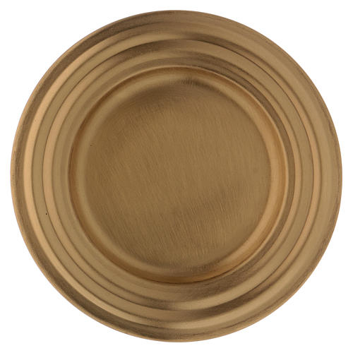 Candle holder plate in matt gold-plated brass 13 cm 2
