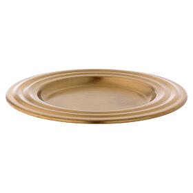 Matte gold plated brass candle holder plate 5 in