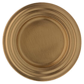 Matte gold plated brass candle holder plate 5 in