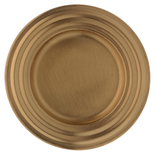 Matte gold plated brass candle holder plate 5 in 2