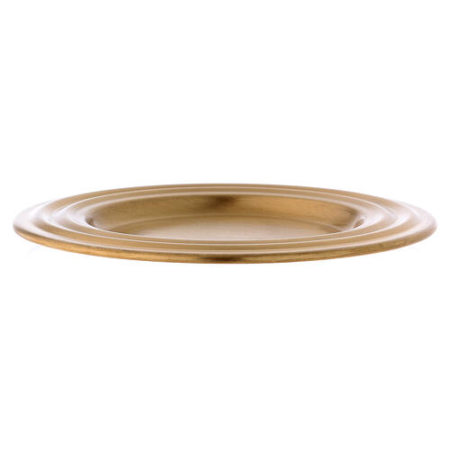 Matte gold plated brass candle holder plate 5 in 3