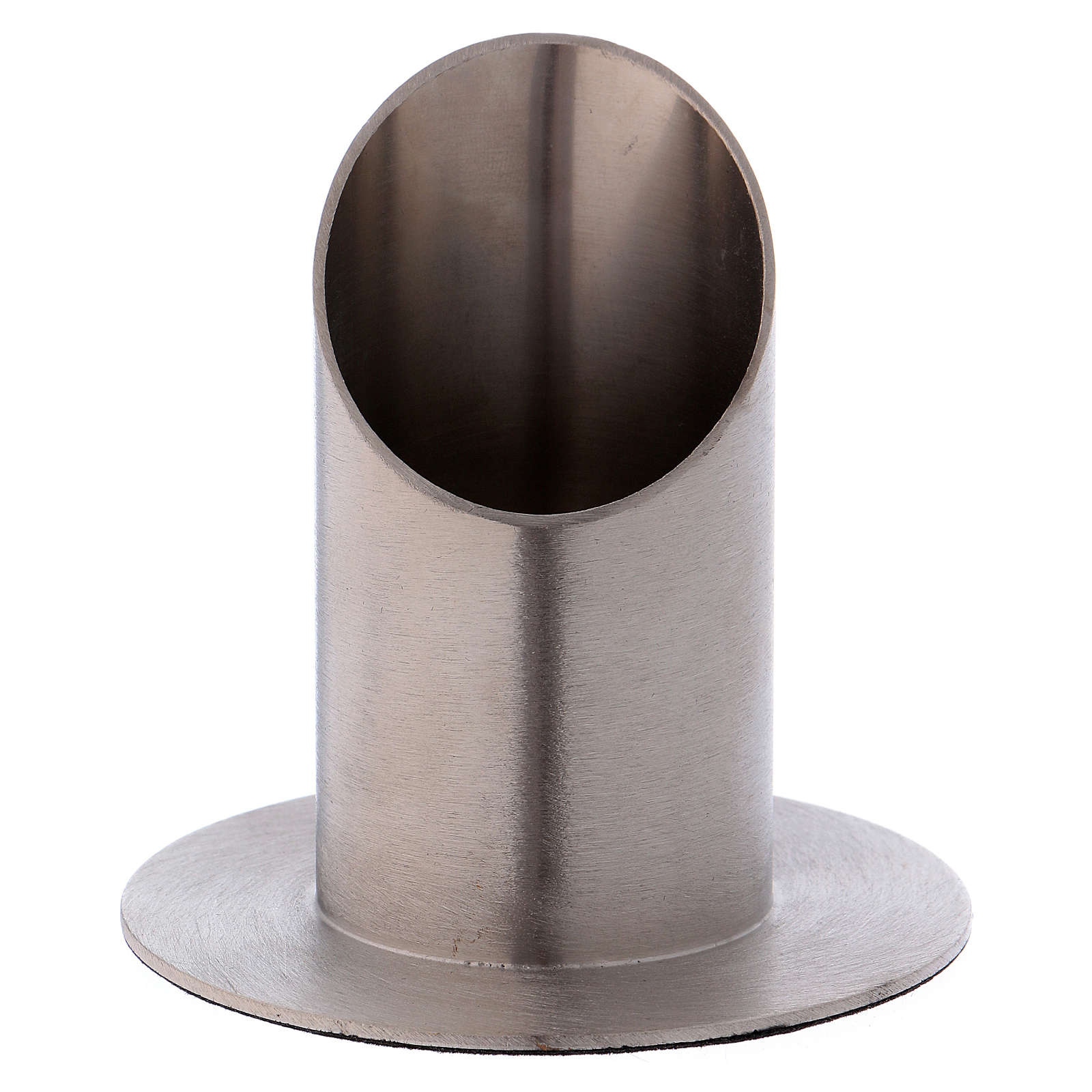 Oval candle holder tube in satinised silverplated brass online sales
