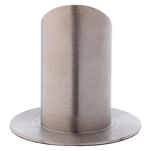 Oval candle holder tube in satinised silver-plated brass 3