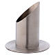 Oval candle holder tube in satinised silver-plated brass s2
