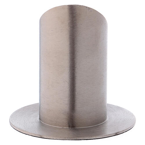 Tubular candle holder in silver-plated brass with satin finish 3