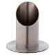 Tubular candle holder in silver-plated brass with satin finish s1