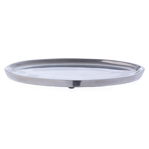 Oval candle holder plate in aluminium 20x11 1