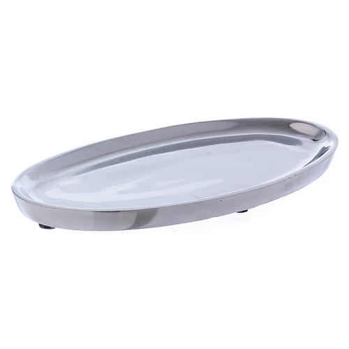 Oval candle holder plate in aluminium 20x11 2