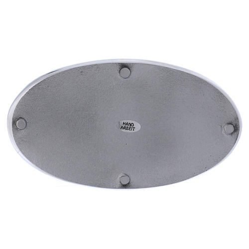 Oval candle holder plate in aluminium 20x11 3
