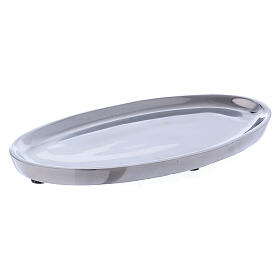 Prato porta-vela oval em alumínio 20x11 cm