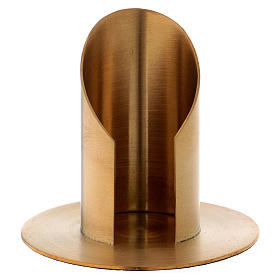 Candle holder tube in matt gold-plated brass