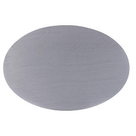 Oval candle holder plate in silver colour aluminium