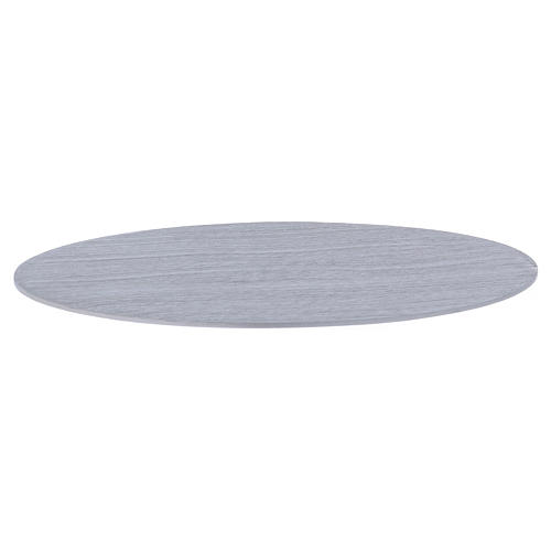 Oval candle holder plate in silver colour aluminium 3