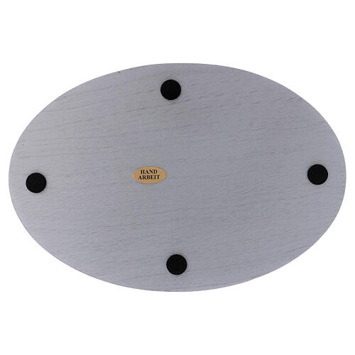 Oval candle holder plate in silver-colored aluminium 2