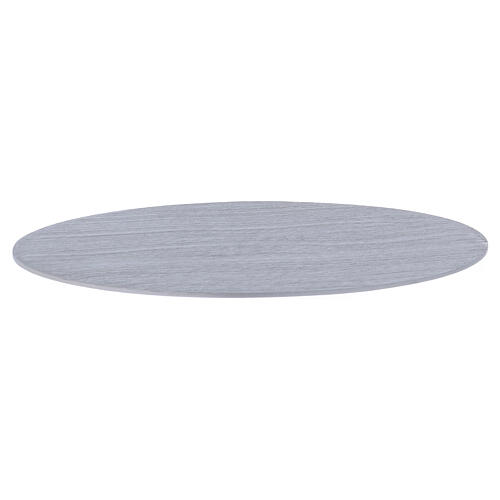 Oval candle holder plate in silver-colored aluminium 3
