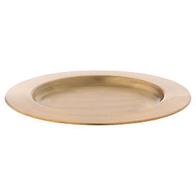 Candle holder plate in satinised gold-plated brass diam. 12 cm