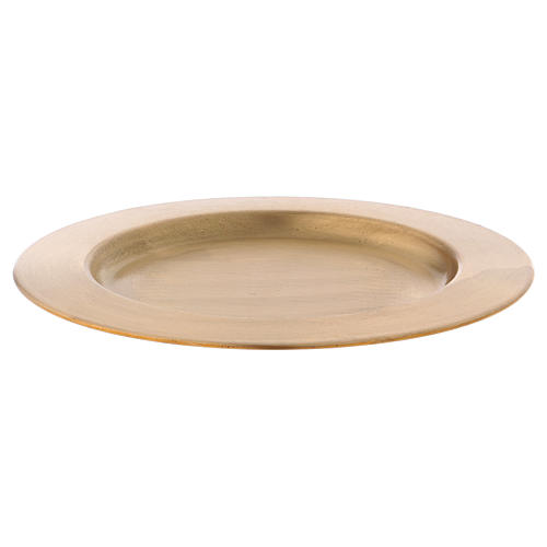 Candle holder plate in satinised gold-plated brass diam. 12 cm 1
