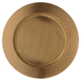 Assiette porte-bougie en laiton doré satiné diam. 12 cm