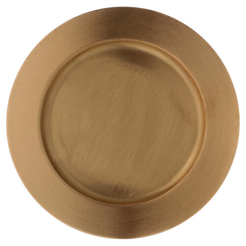 Gold plated brass candle holder plate with satin finish d. 4 3/4 in 2