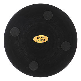 Round candle holder plate in black aluminium 10 cm