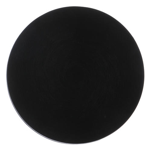 Round candle holder plate in black aluminium 10 cm 1