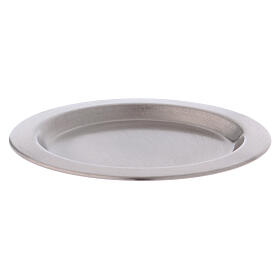 Candle holder plate in silver-plated brass with satin finish d. 4 1/4 in