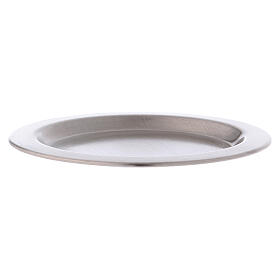 Candle holder plate in silver-plated brass with satin finish d. 4 1/4 in