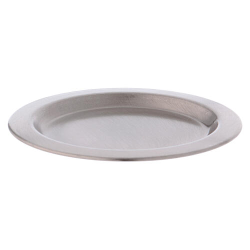 Candle holder plate in silver-plated brass with satin finish d. 4 1/4 in 1