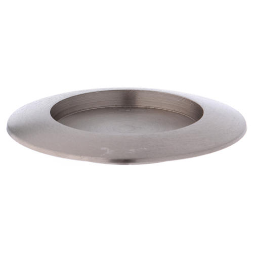 Candle holder plate in matt silver-plated brass 1