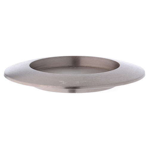 Candle holder plate in matt silver-plated brass 2