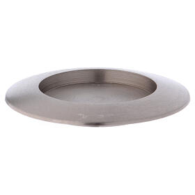 Candle holder plate made in matte silver-plated brass